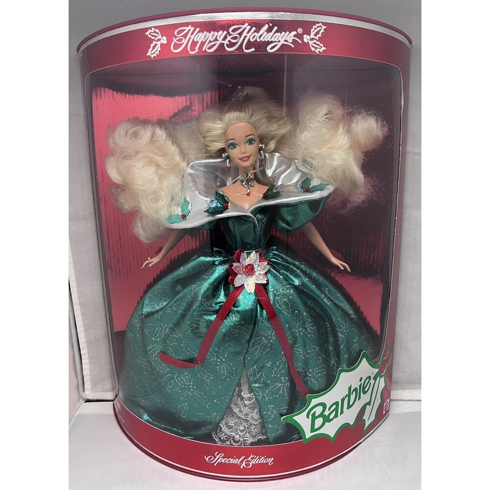 Happy Holidays 1995 Barbie Doll Special Edition Emerald Green Gown Christmas
